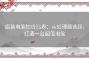 组装电脑性价比表：从处理器选起，打造一台超值电脑
