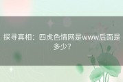 探寻真相：四虎色情网是www后面是多少？