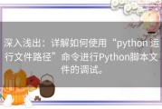 深入浅出：详解如何使用“python 运行文件路径”命令进行Python脚本文件的调试。