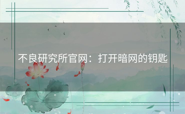 不良研究所官网：打开暗网的钥匙