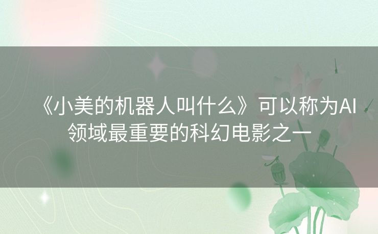 《小美的机器人叫什么》可以称为AI领域最重要的科幻电影之一