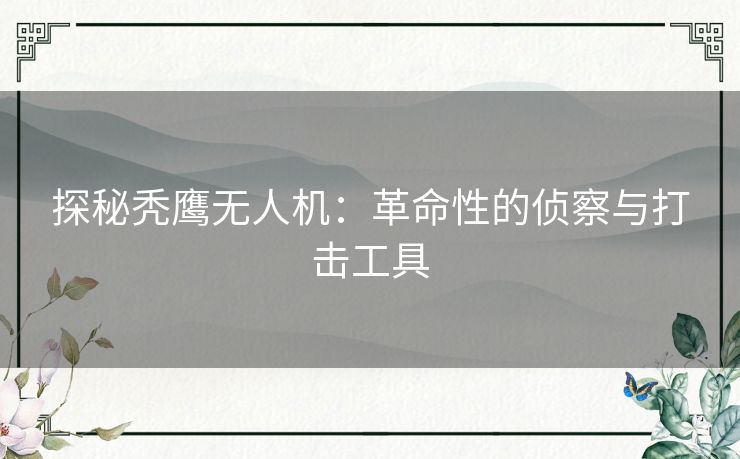 探秘秃鹰无人机：革命性的侦察与打击工具