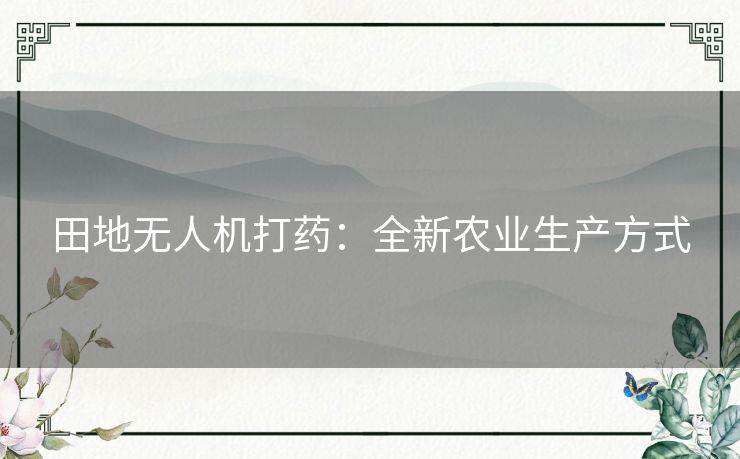 田地无人机打药：全新农业生产方式