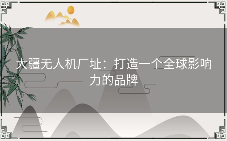 大疆无人机厂址：打造一个全球影响力的品牌