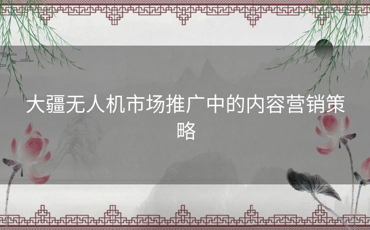 大疆无人机市场推广中的内容营销策略