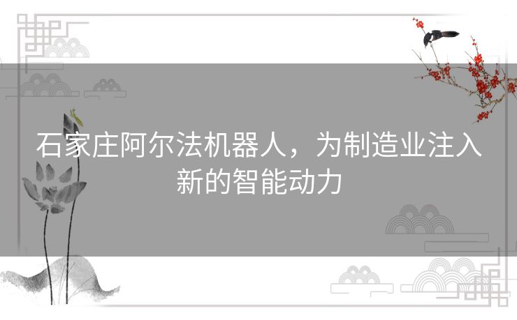 石家庄阿尔法机器人，为制造业注入新的智能动力