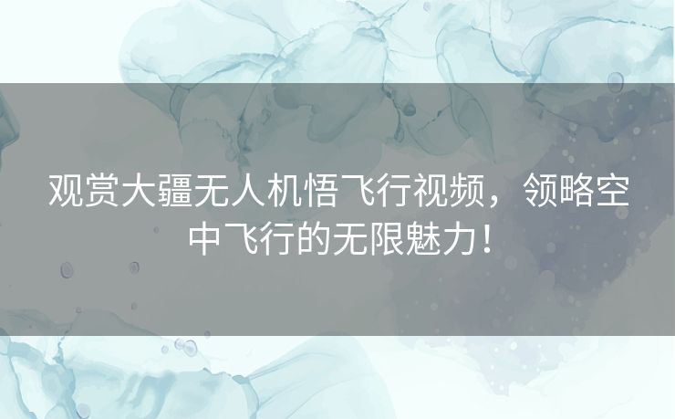 观赏大疆无人机悟飞行视频，领略空中飞行的无限魅力！