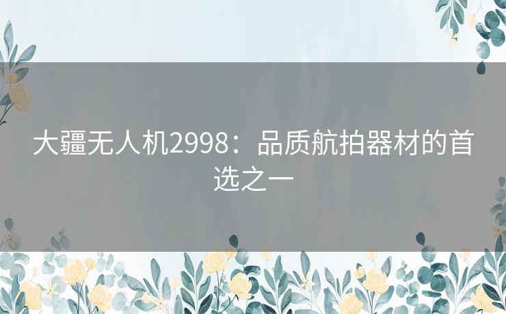 大疆无人机2998：品质航拍器材的首选之一
