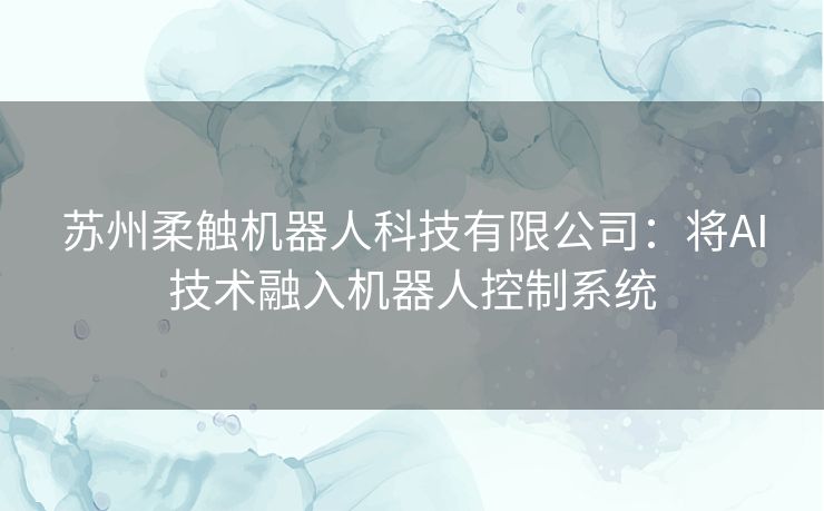 苏州柔触机器人科技有限公司：将AI技术融入机器人控制系统