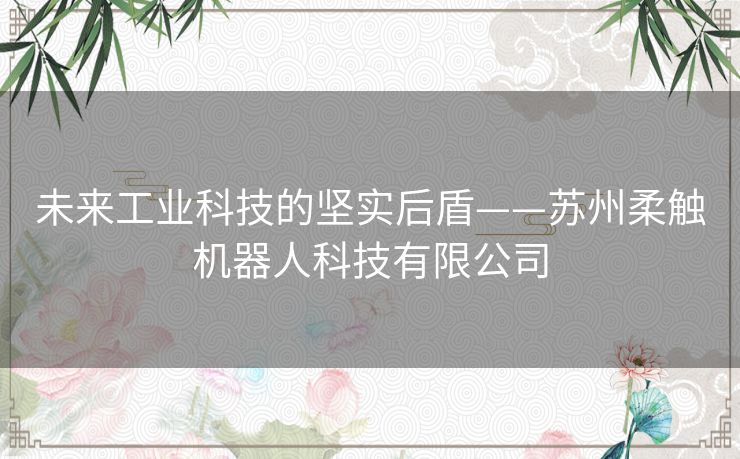 未来工业科技的坚实后盾——苏州柔触机器人科技有限公司