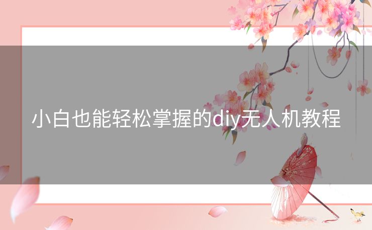 小白也能轻松掌握的diy无人机教程