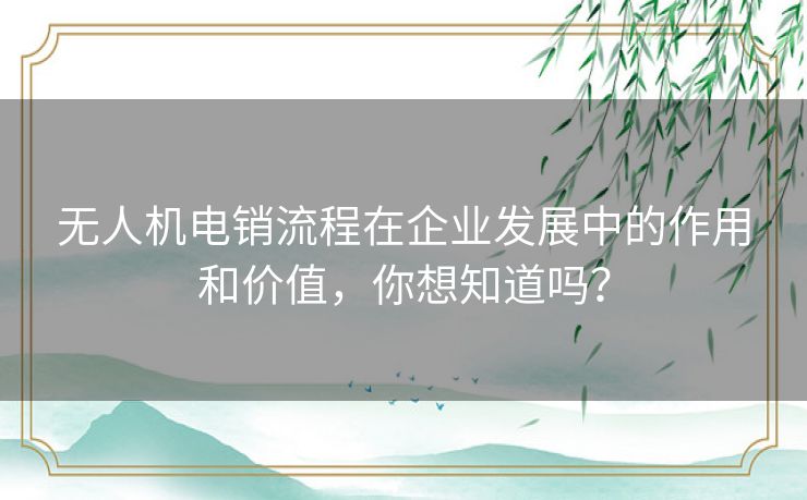 无人机电销流程在企业发展中的作用和价值，你想知道吗？