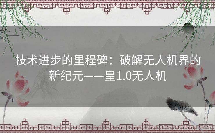 技术进步的里程碑：破解无人机界的新纪元——皇1.0无人机