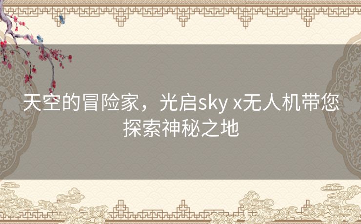 天空的冒险家，光启sky x无人机带您探索神秘之地