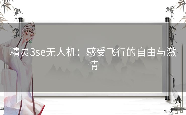 精灵3se无人机：感受飞行的自由与激情