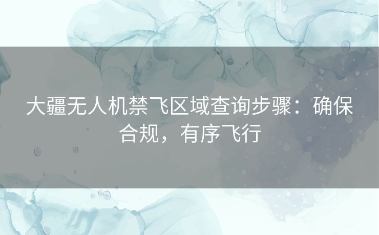 大疆无人机禁飞区域查询步骤：确保合规，有序飞行