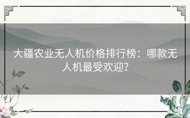 大疆农业无人机价格排行榜：哪款无人机最受欢迎？