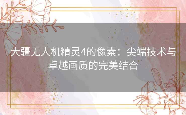 大疆无人机精灵4的像素：尖端技术与卓越画质的完美结合