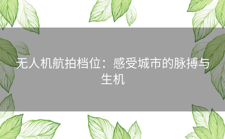 无人机航拍档位：感受城市的脉搏与生机