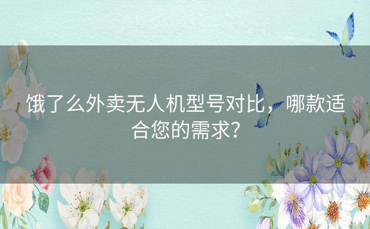 饿了么外卖无人机型号对比，哪款适合您的需求？