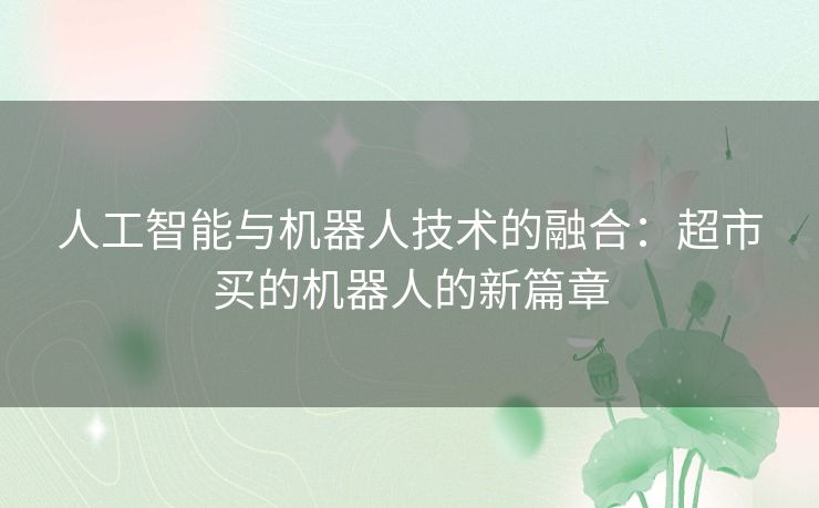 人工智能与机器人技术的融合：超市买的机器人的新篇章