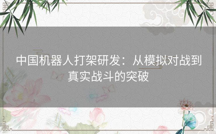 中国机器人打架研发：从模拟对战到真实战斗的突破