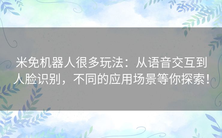 米免机器人很多玩法：从语音交互到人脸识别，不同的应用场景等你探索！