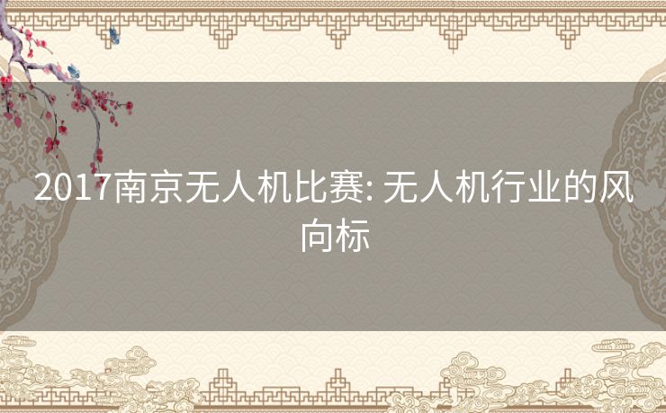 2017南京无人机比赛: 无人机行业的风向标