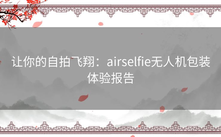 让你的自拍飞翔：airselfie无人机包装体验报告