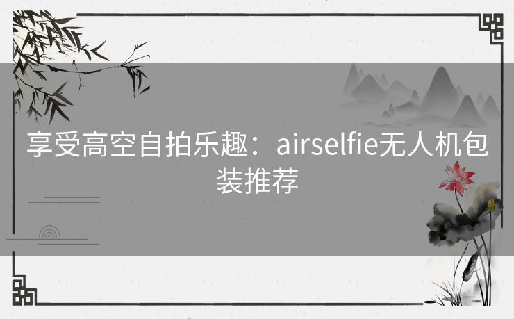 享受高空自拍乐趣：airselfie无人机包装推荐