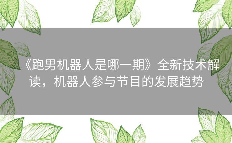 《跑男机器人是哪一期》全新技术解读，机器人参与节目的发展趋势