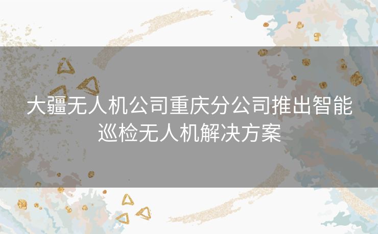 大疆无人机公司重庆分公司推出智能巡检无人机解决方案