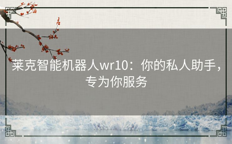 莱克智能机器人wr10：你的私人助手，专为你服务