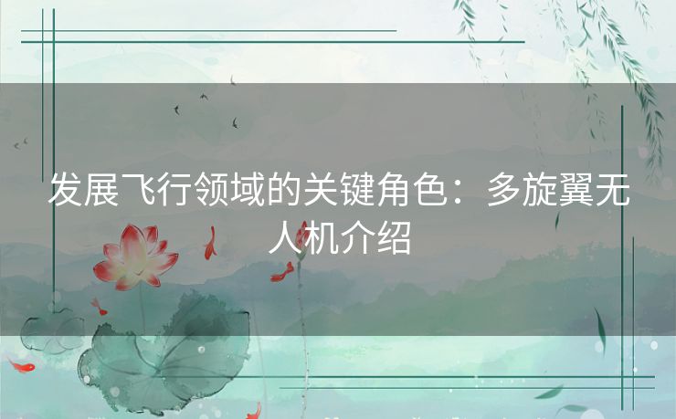 发展飞行领域的关键角色：多旋翼无人机介绍