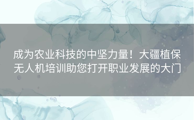 成为农业科技的中坚力量！大疆植保无人机培训助您打开职业发展的大门