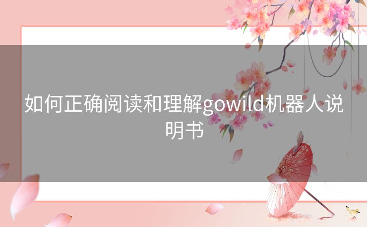 如何正确阅读和理解gowild机器人说明书