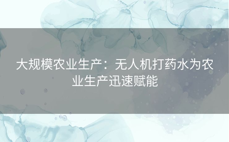 大规模农业生产：无人机打药水为农业生产迅速赋能