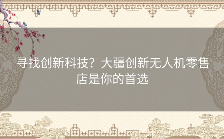 寻找创新科技？大疆创新无人机零售店是你的首选