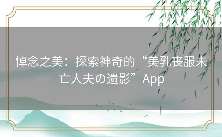 悼念之美：探索神奇的“美乳丧服未亡人夫の遗影”App