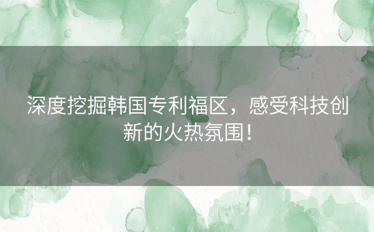 深度挖掘韩国专利福区，感受科技创新的火热氛围！