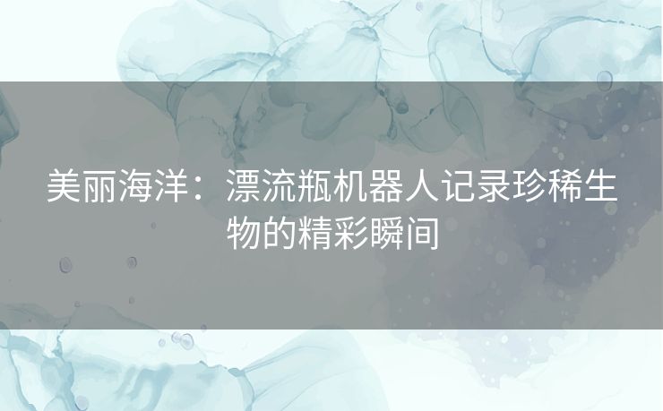 美丽海洋：漂流瓶机器人记录珍稀生物的精彩瞬间