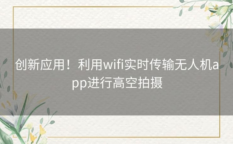 创新应用！利用wifi实时传输无人机app进行高空拍摄