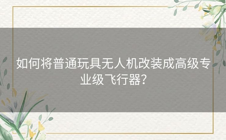 如何将普通玩具无人机改装成高级专业级飞行器？