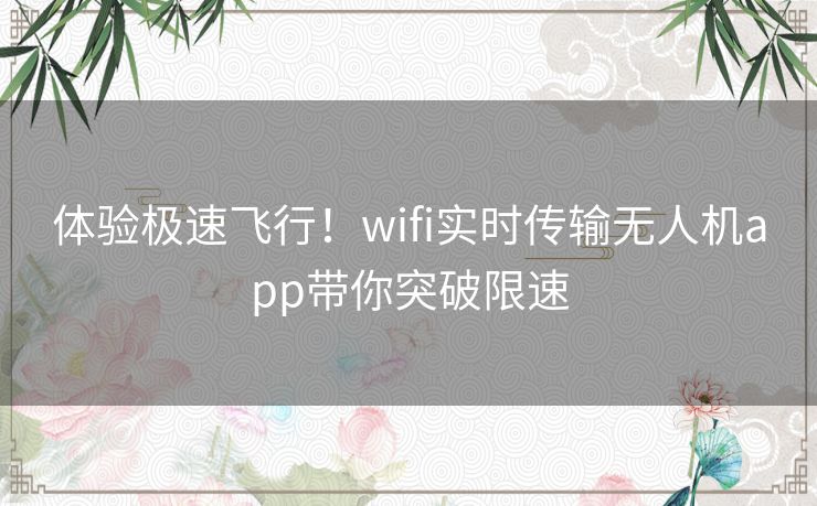 体验极速飞行！wifi实时传输无人机app带你突破限速