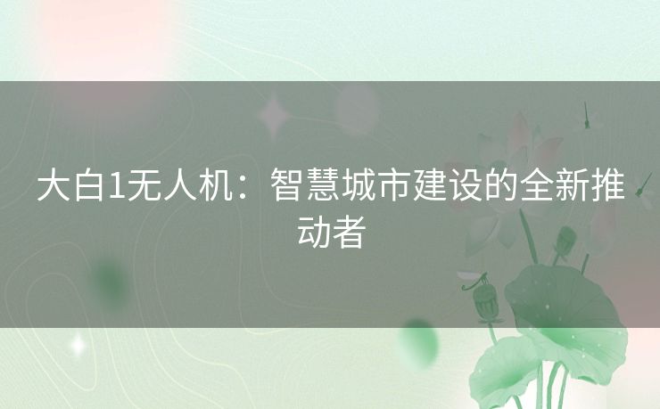 大白1无人机：智慧城市建设的全新推动者