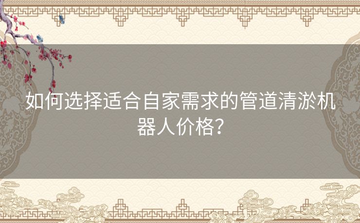 如何选择适合自家需求的管道清淤机器人价格？