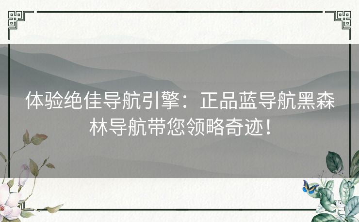 体验绝佳导航引擎：正品蓝导航黑森林导航带您领略奇迹！