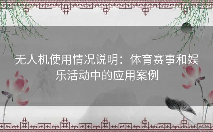 无人机使用情况说明：体育赛事和娱乐活动中的应用案例