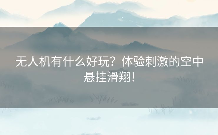 无人机有什么好玩？体验刺激的空中悬挂滑翔！