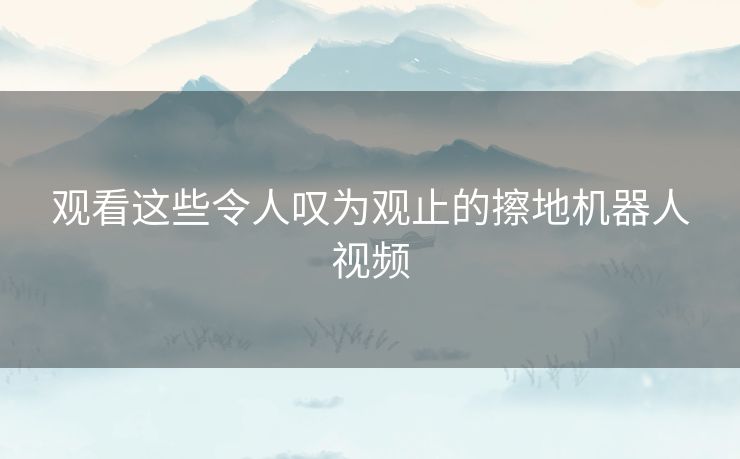 观看这些令人叹为观止的擦地机器人视频